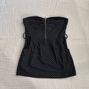 XXI black & white polka dot strapless babydoll top